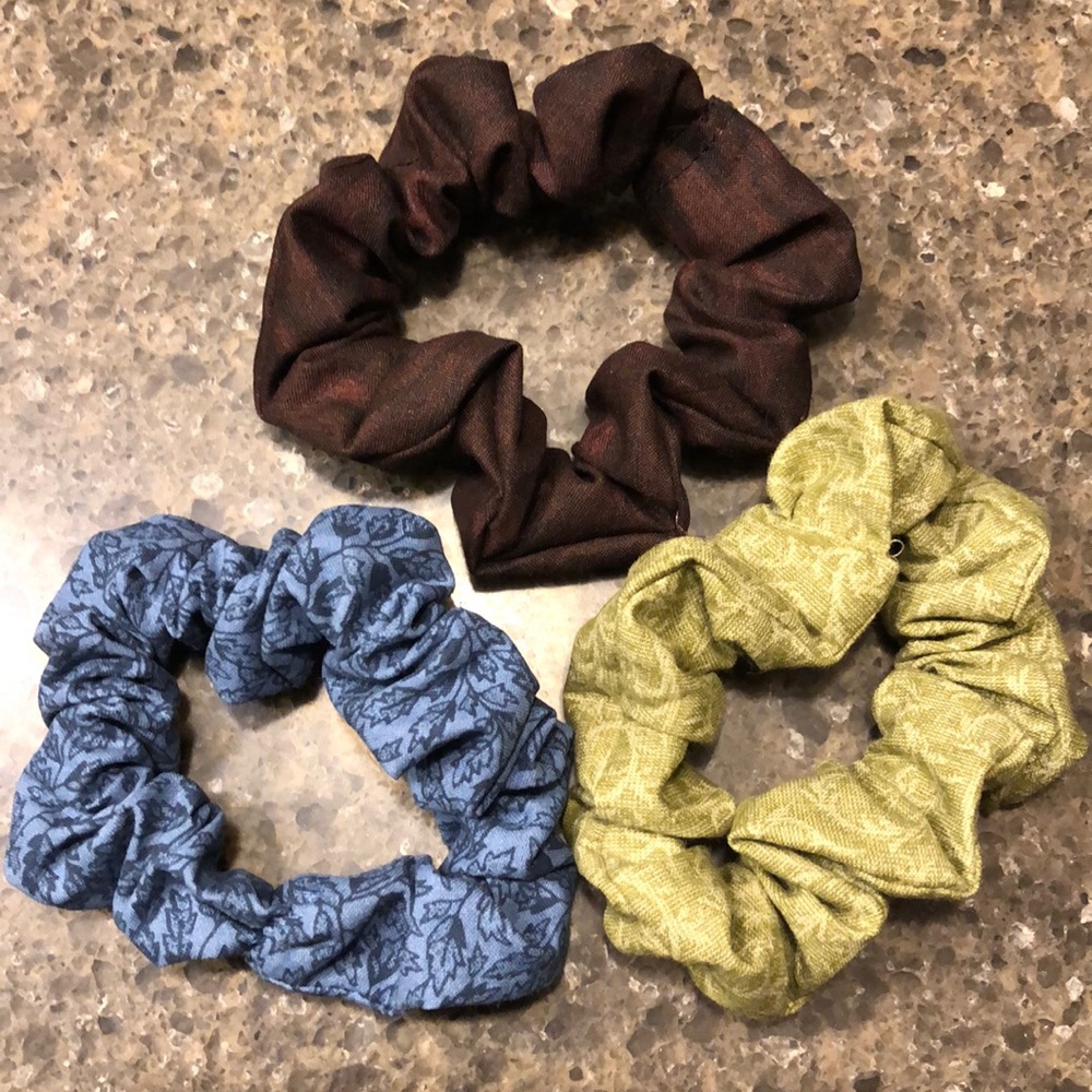Three scrunchies 100% cotton.  NWOT